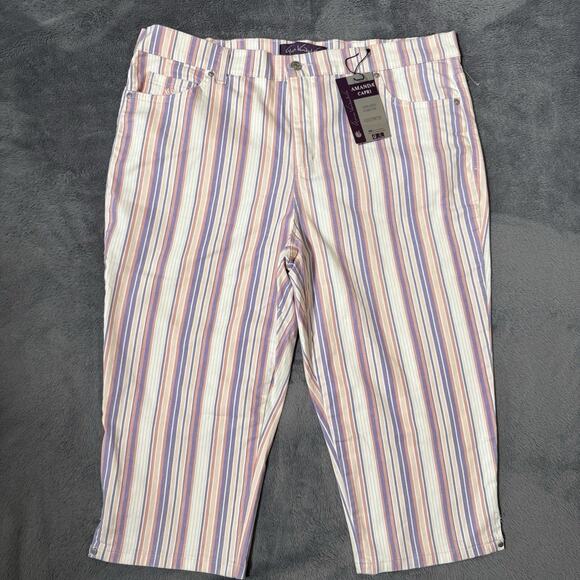 Gloria Vanderbilt Amanda Capri Striped Pastel Multicolor Size 16W Stretch - Picture 1 of 11
